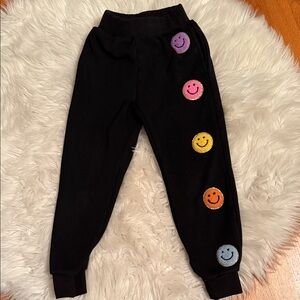 Lola and the Boys size 8 Kids Smiley Face Black Joggers